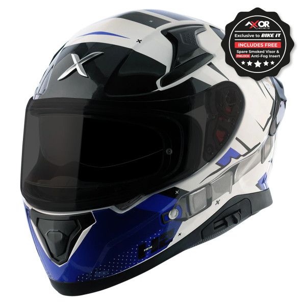 Axor Axor apex full face helmet - hex-2 white blue gloss - xx-large
